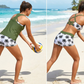 Costum de baie tip tankini pentru femei, set 3 piese cu pantaloni scurți