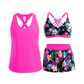 Costum de baie tip tankini pentru femei, set 3 piese cu pantaloni scurți