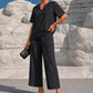 Women's V-Neck Top & Wide-Leg Pants Set