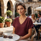 Tricou pentru femei, decolteu în V, vară