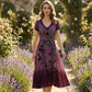 Rochie Maxi Vintage cu Decolteu în V și Flori pentru Femei