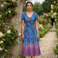 Rochie Maxi Vintage cu Decolteu în V și Flori pentru Femei