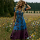 Rochie Maxi Vintage cu Decolteu în V și Flori pentru Femei