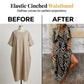 Chevron Print V-Neck Puff Sleeve Midi Dress