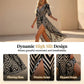 Chevron Print V-Neck Puff Sleeve Midi Dress