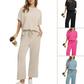Set de bluză și pantaloni casual din material moale pentru femei