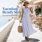 👗 Rochie Maxi Casual cu Dungi, Fără Mâneci pentru Femei