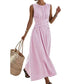 👗 Rochie Maxi Casual cu Dungi, Fără Mâneci pentru Femei