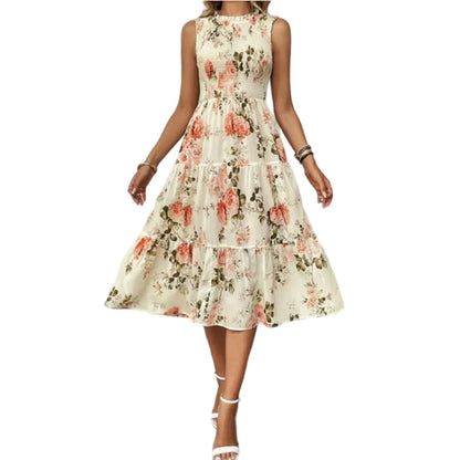 👗 Rochie casual pentru femei, fără mâneci, cu imprimeu floral