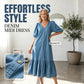 Women's V-Neck Single-Breasted Short-Sleeved Dress