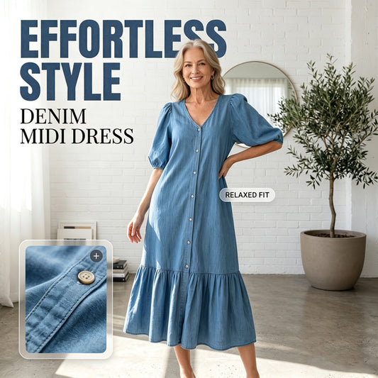 👗 Rochie pentru femei, cu decolteu în V, un singur rând de nasturi, mânecă scurtă