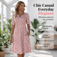 Rochie casual pentru femei, cu decolteu în V, imprimeu și buzunare