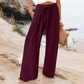 Pantaloni casual pentru femei, cu talie înaltă și picior larg