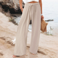 Pantaloni casual pentru femei, cu talie înaltă și picior larg