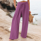 Pantaloni casual pentru femei, cu talie înaltă și picior larg