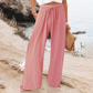 Pantaloni casual pentru femei, cu talie înaltă și picior larg