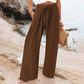 Pantaloni casual pentru femei, cu talie înaltă și picior larg