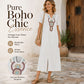 Rochie maxi pentru femei, brodată, cu despicătură frontală