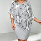 Rochie bodycon cu imprimeu floral și pelerină pentru femei