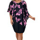 Rochie bodycon cu imprimeu floral și pelerină pentru femei