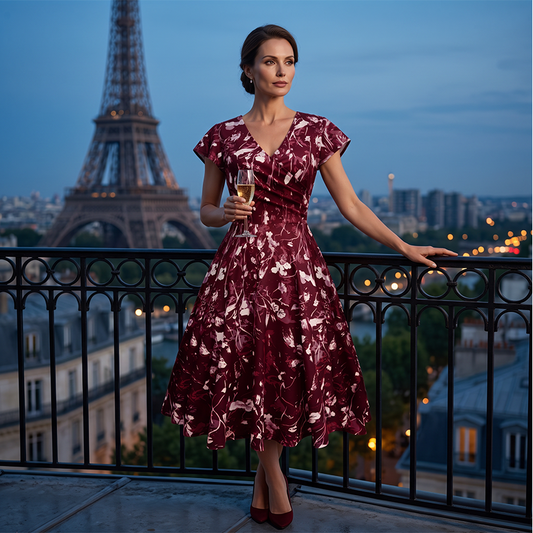 Rochie elegantă pentru femei, cu imprimeu și buzunare