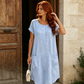 👗 Rochie casual pentru femei, cu mânecă scurtă, lungime până la genunchi și buzunare