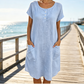👗 Rochie casual pentru femei, cu mânecă scurtă, lungime până la genunchi și buzunare