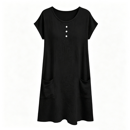 👗 Rochie casual pentru femei, cu mânecă scurtă, lungime până la genunchi și buzunare
