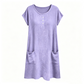 👗 Rochie casual pentru femei, cu mânecă scurtă, lungime până la genunchi și buzunare