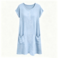 👗 Rochie casual pentru femei, cu mânecă scurtă, lungime până la genunchi și buzunare
