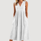 👗 Rochie midi casual pentru femei, cu decolteu în V și fără mâneci