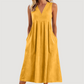 👗 Rochie midi casual pentru femei, cu decolteu în V și fără mâneci