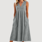 👗 Rochie midi casual pentru femei, cu decolteu în V și fără mâneci