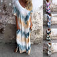 👗 Rochie lungă casual, lejeră, cu imprimeu și decolteu în V