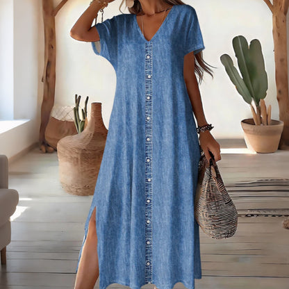 👗 Rochie casual de vară pentru femei, cu nasturi în față