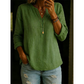 Women Casual V Neck Button Up Long Sleeve Shirt