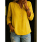 Women Casual V Neck Button Up Long Sleeve Shirt