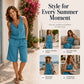 Women's Half-Zip Sleeveless Tank Top & Shorts Set