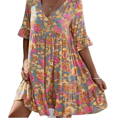 Women’s Casual V-Neck Floral Print Dress