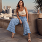 👖 Pantaloni largi din denim Tencel cu tiv volănat pentru femei