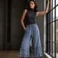 👖 Pantaloni largi din denim Tencel cu tiv volănat pentru femei