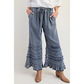 👖 Pantaloni largi din denim Tencel cu tiv volănat pentru femei