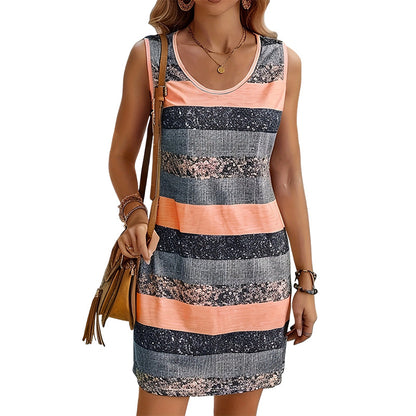 👗 Rochie de vară pentru femei, fără mâneci, cu dungi