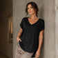 🔗 👕 Tricou casual pentru femei, cu decolteu în V și mânecă scurtă