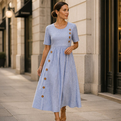 👗 Rochie lejeră cu dungi, croială relaxată, pentru femei