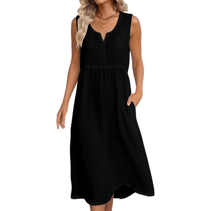 👗 Rochie de damă fără mâneci din bumbac și in