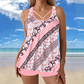 🩳 Costum de baie două piese pentru femei plus size, cu fustă și slipi tip boyshorts, set tankini imprimat