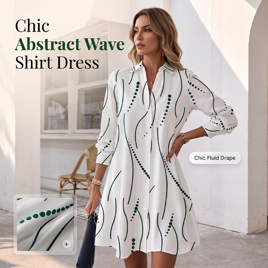 👗 Rochie midi elegantă pentru femei, cu mâneci lungi, imprimeu, tip cămașă, cu nasturi, casual