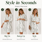 👗 Rochie midi elegantă pentru femei, cu mâneci lungi, imprimeu, tip cămașă, cu nasturi, casual