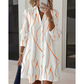 👗 Rochie midi elegantă pentru femei, cu mâneci lungi, imprimeu, tip cămașă, cu nasturi, casual